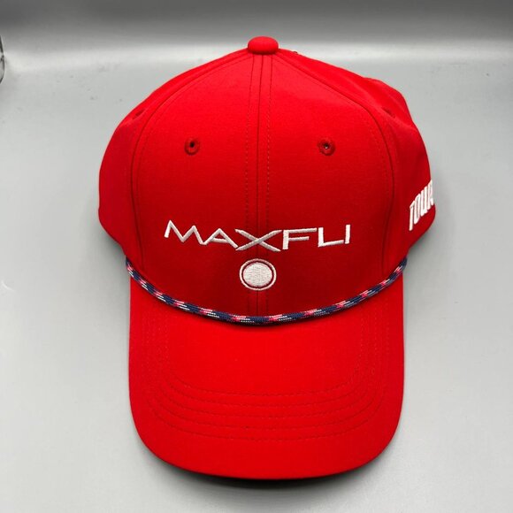 Maxfli Golf Hat Men Red Braided America‎ Snap Back Cap New - Picture 1 of 7